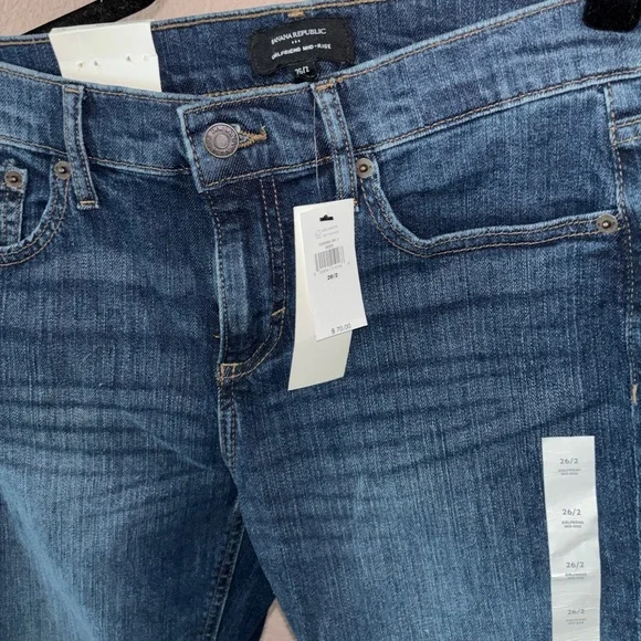 NWT Banana Republic Dark Rinse Ankle Wardrobe Basics Denim Girlfriend Jeans - Picture 5 of 5